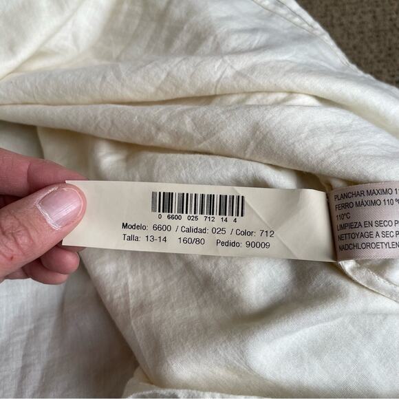 Massimo Dutti Girls Ivory Dress Lined Long Sleeve Size 13-14 Years - Picture 6 of 10